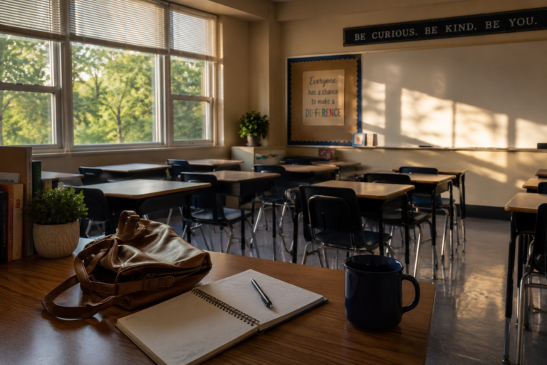 Empty classroom at the beginning of a new school year